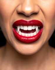 Close-up vampire teeth