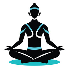 man do meditation vector silhouette on white