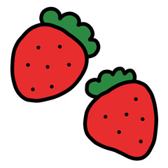 手描き線画のかわいいいちごのイラスト