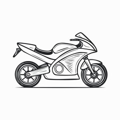Detailed sketch of a sports motorcycle with fairing and visible wheels.