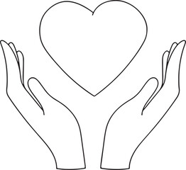 creating, above, vector, offering, support, simple, element, drawing, reaching, embrace, suspended, gesture, miscellaneous, shape, them., category:, design, heart, care, outline, background, cupped, p
