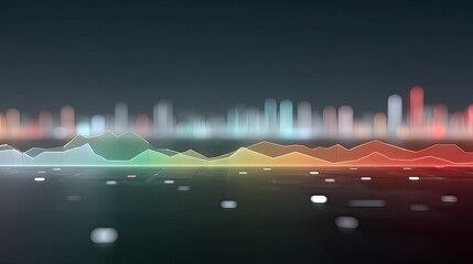 Colorful Financial Chart Display with Rising Trend Lines in Deep Gray Tone Background