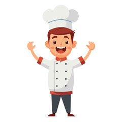 excited man chef cook wearing uniform flat vector icon