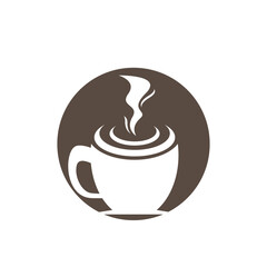 logo design of hot coffee in a glass with smoke