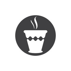 logo design of hot coffee in a glass with smoke