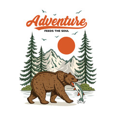 Adventure Feeds The Soul Bear with Salmon in Nature