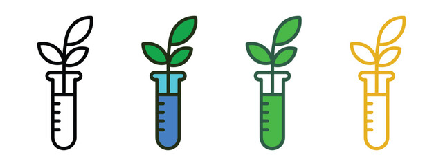 Test tube with green leaves icon vector. progress and new beginnings symbol. vector illustration.