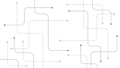 Obraz premium Minimalist technology circuit pattern, abstract digital network lines on white background, clean geometric data flow connection graphic, modern high-tech communication infrastructure design