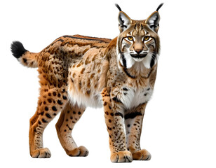Obraz premium Firefly_Eurasian lynx standing and looking forward isolated on transparent background_