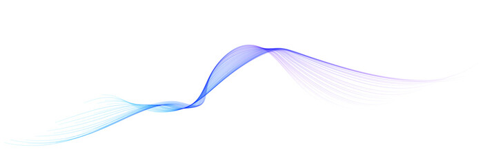 Vector abstract wave lines smooth flowing dynamic blue purple gradient isolated on transparent background for concept of modern, innovation, technology, digital, science, music