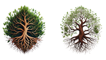 Nature Growth Root Symbol Pack Isolated on Transparent Background