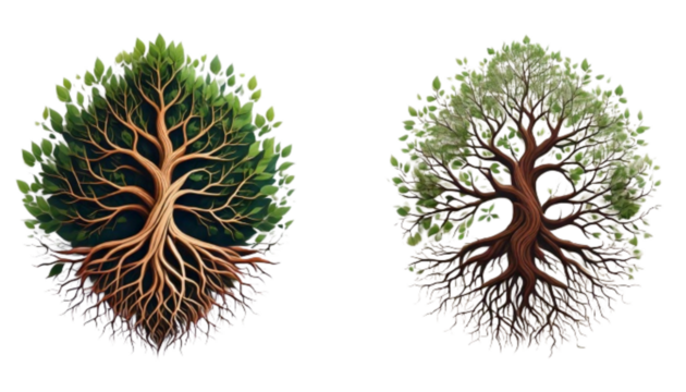 Nature Growth Root Symbol Pack Isolated on Transparent Background