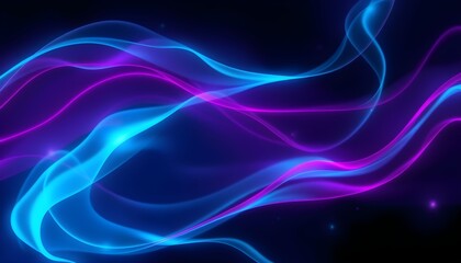 Naklejka premium Abstract flowing lines in vibrant blue and purple hues, creating an ethereal and dynamic visual effect.