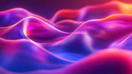 Fototapeta premium Abstract Wavy Neon Light Lines in Pink and Blue