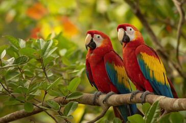 bird, parrot, macaw, animal, tropical, beak, red,