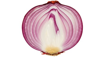 Close-up cross-section of a vibrant red onion revealing concentric layers