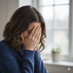 portrait of a young  sad  woman