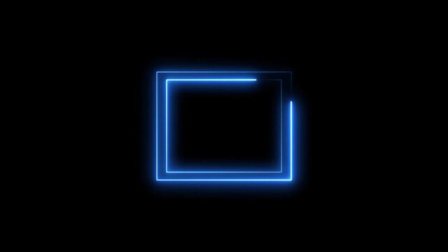 Abstract squre shape neon bright line animation 4k video.