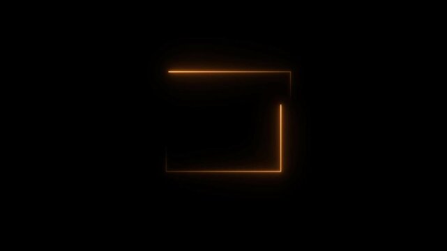 Abstract squre shape neon bright line animation 4k video.