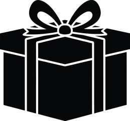Modern minimalist black gift box with ribbon icon vector illustration vector
