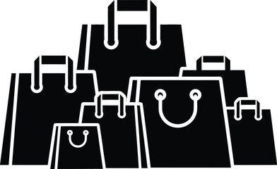Pile of shopping bags silhouette for retail and commerce concepts vector