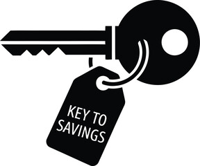 House key with tag icon represents real estate business service and security vector