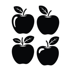 Four Black Apple Silhouettes