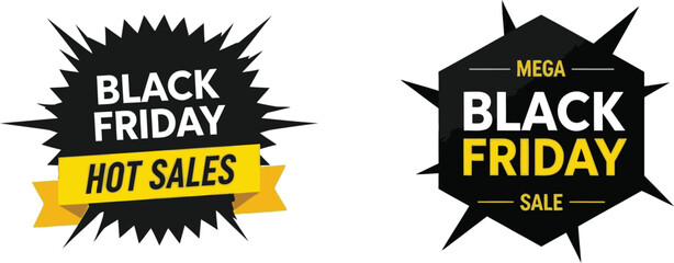 Black friday hot sales stickers promotion design elements vector