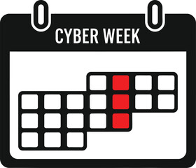 Cyber week sale event calendar dates promotion shopping discount celebration vector