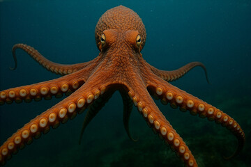 Octopus Close-Up with Detailed Suction Cups in Ocean Scene