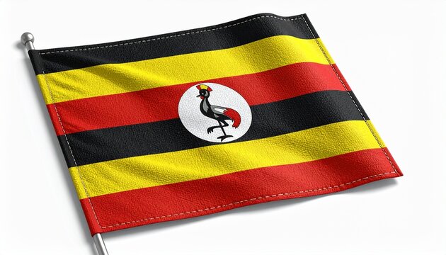 Uganda's vibrant national flag waving proudly, symbolizing patriotism and independence day celebrations, perfect for global news or travel content