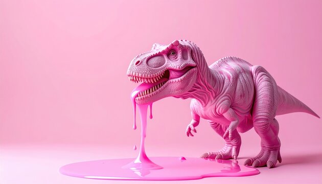Pink Tyrannosaurus Rex dripping pink substance - Powered by Adobe