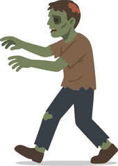 Zombie walking illustration flat design isolated on transparent background