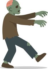 Zombie walking illustration flat design isolated on transparent background
