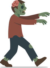 Zombie walking illustration flat design isolated on transparent background