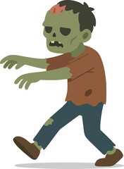 Zombie walking illustration flat design isolated on transparent background