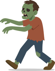 Zombie walking illustration flat design isolated on transparent background