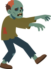 Zombie walking illustration flat design isolated on transparent background