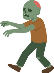 Zombie walking illustration flat design isolated on transparent background