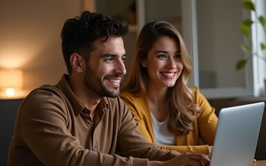 Young couple in video chat. High quality
