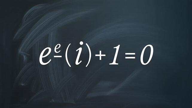 Euler's identity equation displayed on a dark background with abstract swirls