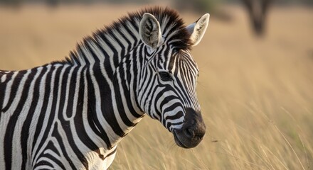 Fototapeta premium Zebra in grassy landscape
