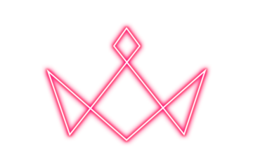 Dynamic glowing pink neon crown symbol abstract royalty symbol power elegance luxury