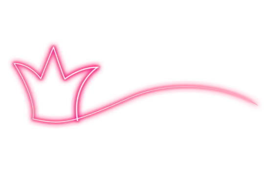 Glowing neon crown with flowing light tail abstract design