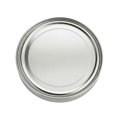 Sleek Silver Paint Can Lid Still Life Metal Container Circular Design Minimalist Style Top on transparent background
