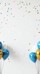 Blue and Gold Balloon Celebration with Confetti