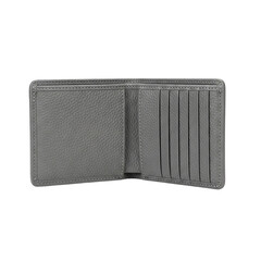 Gray Leather Wallet Open View with Multiple Card Slots Isolated Fashion Accessory Men s on transparent background