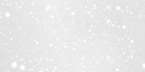 Silver Sparkling Lights Festive background with various falling snows, Silver and white snow confetti sparkle surrounding the air, seamless white snow texture background.