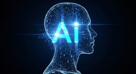 AI Brain: A captivating digital illustration showcasing an intricate network of connections within the human head, highlighting the concept of Artificial Intelligence.