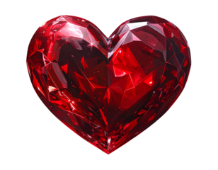 Firefly_Shiny red heart on black background symbol of love and affection_crystal on black bac